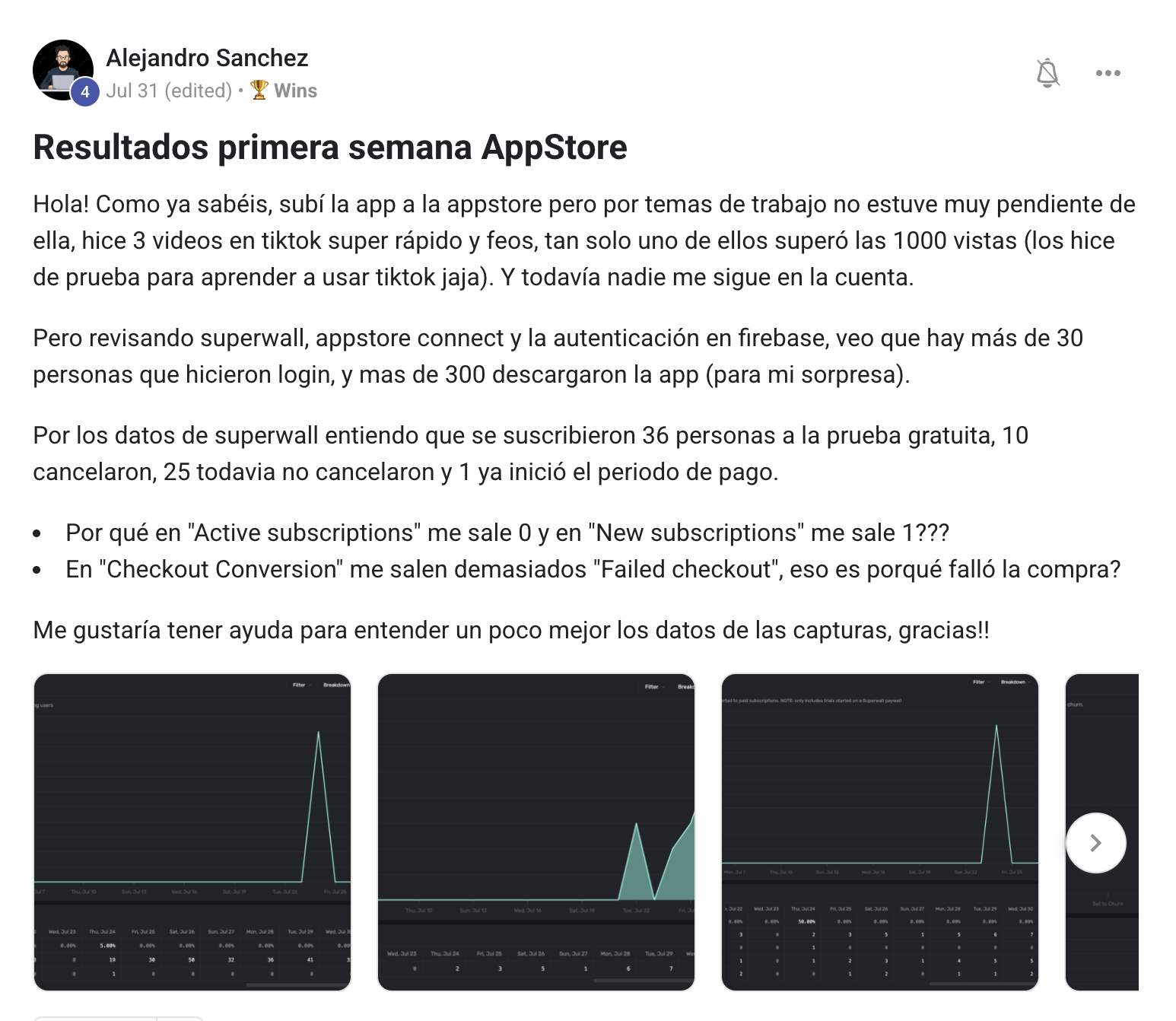 Resultados primera semana de Alejandro